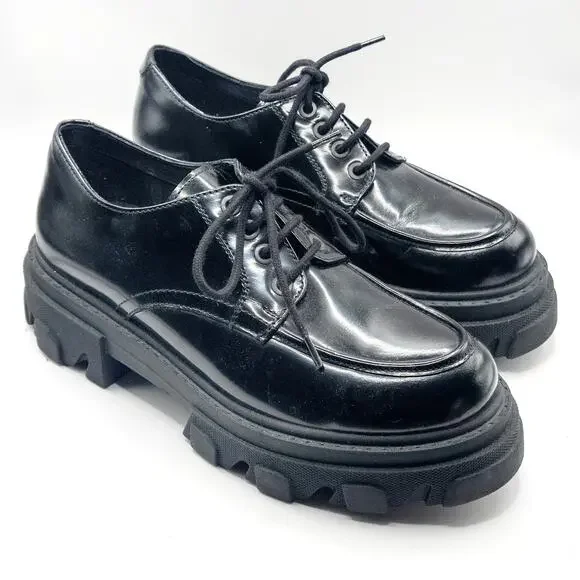 Steve Madden Helga Platform Oxfords Black Size 9 Dark Academia - Picture 2 of 12